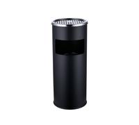 Relaxdays Standaschenbecher mit Mülleimer Cenicero de pie Basura, Metal, 17 L, Columna de Fumadores, Cubo Interior, Altura 60,5 x 24 cm, Hierro, Negro/Plata, Acero Inoxidable, 60,5 cm