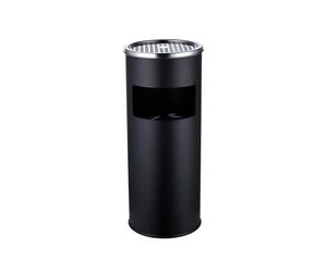 Relaxdays Cenicero de pie con Papelera, Metal, 17 l, Columna para Fumadores, HxD: 60,5 x 24 cm, Hierro, Negro/Silver