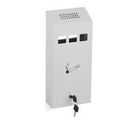 Relaxdays Cenicero para Exterior con Montaje Mural, con Cerradura, de Metal, para Oficina, 32,5 x 15 x 6 cm, Blanco