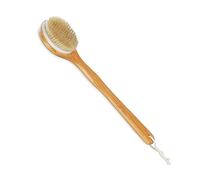 Relaxdays Cepillo Corporal con Mango Largo, de Bambú, 40 cm, Cerdas Naturales, para Exfoliar y Masajear, Natural y Crema