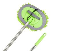 Relaxdays Cepillo Limpieza Coche, Mopa Automóvil, Palo Telescópico, Funda Extra, 160cm, Microfibra, Verde/Plateado