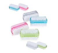 Relaxdays Cepillo para Uñas, Pack de 8, Cepillo Doble Cara de Cerdas Duras, Plástico, 3,5x8,5x3,5 cm, Surtido de Colores