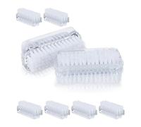 Relaxdays Cepillo para Uñas, Pack de 8, Cepillo Doble Cara de Cerdas Duras, Plástico, 3,5x8,5x3,5 cm, en Transparente