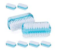 Relaxdays Cepillo para uñas set de 8 blanco,azul