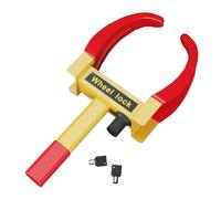 Relaxdays Cepo Coche, Antirrobo Rueda Caravana o Remolque, con Cerradura, Inmovilizador Neumático, Acero, Amarillo/Rojo, Plástico, 47,5 x 23,5 x 7 cm