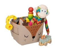 Relaxdays Cesta Almacenaje Infantil, Caja Bebé, Ropa, Fieltro, Plegable, 24x27x18 cm, Diseño de Ciervo, Marrón
