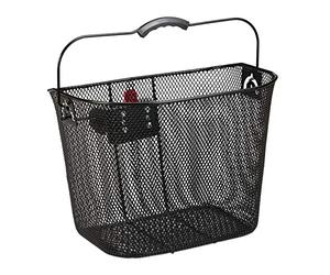 Relaxdays Cesta Bicicleta Delantera Extraíble Fácil y Rápida de Colocar, Acero, Negro, 27 x 34,5 x 26 cm