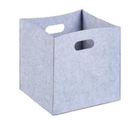 Relaxdays Cesta de Almacenaje Cuadrada con Asas, Fieltro, Gris, 30x30x30 cm | 2 asas, elegante cesta de estantería