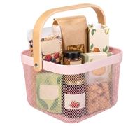 Relaxdays Cesta de almacenamiento con asas para ropa y decoración, opciones | Acero y madera, cesta para utensilios, altura: 17,5 x 26 x 24,5 cm