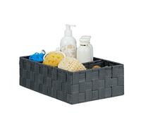 Relaxdays, Cesta de baño con 3 compartimentos, 10x32x21 cm, plástico, gris