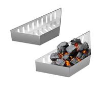 Relaxdays Cesta de Carbón, Set 2, Barbacoa, 7,5x38x12 cm, Asado Directo e Indirecto, Acero, Bandeja Parrilla, Plateado, 100%