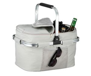 Relaxdays Cesta de la compra térmica gris claro negro,plata,gris