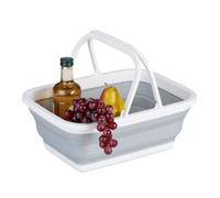 Relaxdays Cesta plegable con asa blanco,gris