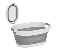 Relaxdays Cesta plegable para colada de 36 L blanco,gris