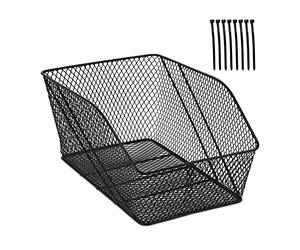 Relaxdays Cesta Trasera Bici, Metal, Cestita para Mochila Escolar, 22x30x46 cm, Cestilla Portaequipajes Bicicleta, Negro