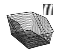 Relaxdays Cesta Trasera Bici, Metal, Cestita para Mochila Escolar, 22x30x46 cm, Cestilla Portaequipajes Bicicleta, Negro, Acero