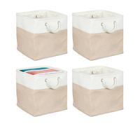 Relaxdays Cestas de almacenaje lino set 4 beige,blanco