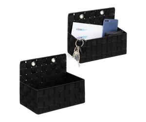 Relaxdays Cestas organizadoras colgantes 2 uds. negro