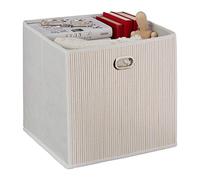 Relaxdays Cesto Almacenaje Bambú, Cesta Cuadrada Baño, Caja Estante Alta, 31 x 31 x 31 cm, Plegable, Color Blanco