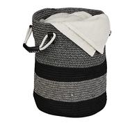 Relaxdays Cesto Almacenamiento Algodón, 40 x 43 x 33 cm, Canasto Ropa con Asas, Cesta Boho Trenzada, Antracita/Negro