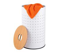 Relaxdays Cesto blanco para ropa con tapa blanco,marrón claro