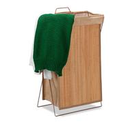 Relaxdays Cesto ropa sucia, Plegable, Marco de metal con asas, Cesto para la colada, 40 L, 61x38x22 cm, Natural