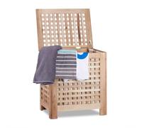 Relaxdays Cesto para la Ropa Sucia, con Tapa, Saco extraíble, 70L, 55,5 x 52,5 x 39,5 cm, Marrón