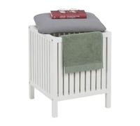Relaxdays Cesto de ropa con asiento de nogal blanco,gris