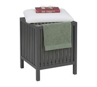 Relaxdays cesto de ropa con asiento, nogal, tapa acolchada, gris/blanco | 51×38×38 cm, taburete con almacenaje