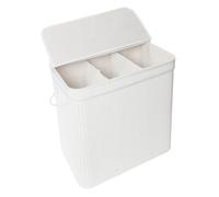 Relaxdays Cesto de ropa de bambú con tapa blanco