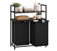 Relaxdays cesto de ropa sucia con estantes, marrón/negro | 2 cestas extraíbles de 46 l cada una, tela, 93 x 73 x 33 cm