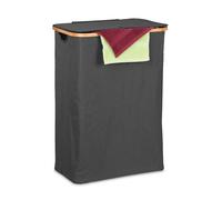 Relaxdays Cesto Ropa Sucia con Tapa, 105 l, Cubo Lavandería, Bambú y Poliéster, Plegable, Transportable, Negro y Natural