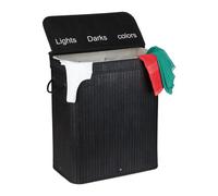 Relaxdays Cesto Ropa Sucia, Bambú, 3 Compartimentos de 30 L, Cesta Colada con Tapa, Asas, 63x55x35 cm, Colores a Elegir