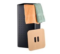 Relaxdays, cesto para la ropa sucia con tapa, metal, 70 l, negro/natural | (Al x An x Fon) : 69 x 31,5 x 31,5 cm, cesto para la ropa sucia con agujeros