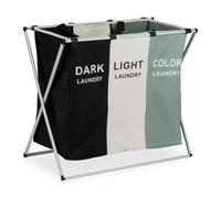 Relaxdays Cesto para Ropa Sucia, 3 Compartimentos, 105 L, 60 x 65 x 36,5 cm, Asa, Canasto Colada Plegable, Multicolor