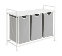 Cesto para la Ropa Sucia Relaxdays con 3 cestos extraíbles, Estante, H x A x F: 72 x 92,5 x 33 cm, Metal, Blanco/Gris