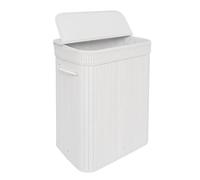 Relaxdays cesto para Ropa Sucia con Tapa, bambú, 72 l, Plegable, 60 x 40 x 30 cm, para el baño, Blanco