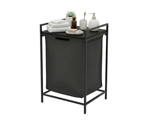 Relaxdays Cesto portátil de Ropa con Estante y Bolsa extraíble, 72x50x33 cm, Capacidad 65 l, Negro