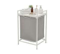 Relaxdays Cesto para Ropa Sucia con Estante y Bolsa extraíble, 65 l, 72 x 50 x 33 cm, Blanco/Gris