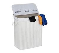 Relaxdays Cesto organizador de ropa sucia de bambú blanco