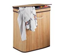 Relaxdays Cesto ropa sucia con 2 compartimentos blanco,marrón claro