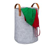 Relaxdays Cesto Ropa Sucia, Cubo Colada con Asas, Infantil, Baño, Fieltro-Cuero Sintético, 1 Ud, 28 l, 45 x 30 cm, Gris