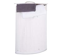 Relaxdays Cesto Ropa Sucia Esquinero, Cubo Colada Plegable con Tapa, Canasta, Bambú, 60 L, 65 x 49,5 x 37 cm, Blanco, 65 x 49.5 x 37 cm