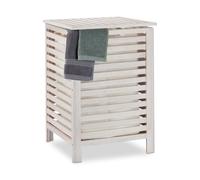 Relaxdays Cesto ropa sucia madera nogal blanco blanco