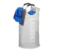 Relaxdays Cesto ropa sucia de tela blanco,negro,plata