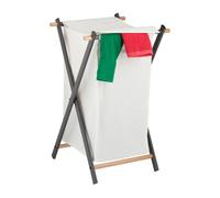 Relaxdays Cesto Ropa Sucia Plegable 50 L, Cubo Colada con Tapa, Nórdico, Acero y Tela 71x45x42 cm, Crema y Antracita, Poliéster