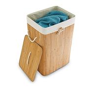 Relaxdays Cesto Ropa Sucia Plegable, Cubo Colada Rectangular con Tapa, Bambú, 83 L, 65,5 x 43,5 x 33,5 cm, Natural