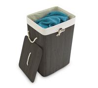Relaxdays Cesto ropa sucia rectangular de bambú crema,negro