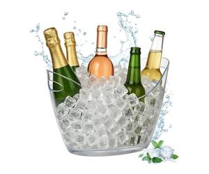 Relaxdays Champanera 6 Litros, Enfriador Champán, Cubo Botellas Vino, Cerveza, Plástico, 25,5x34,5x26 cm, Transparente