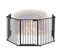 Relaxdays Chimenea, 5 Paneles, Barrera Seguridad Estufa, Acero, con Puerta, Valla Protectora, 75cm Alto, Negro, Nailon